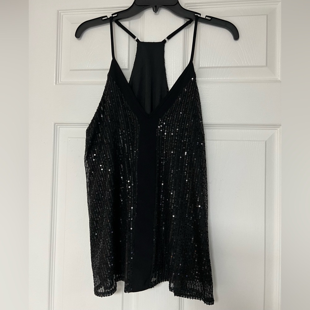Black Sequin Halter Top